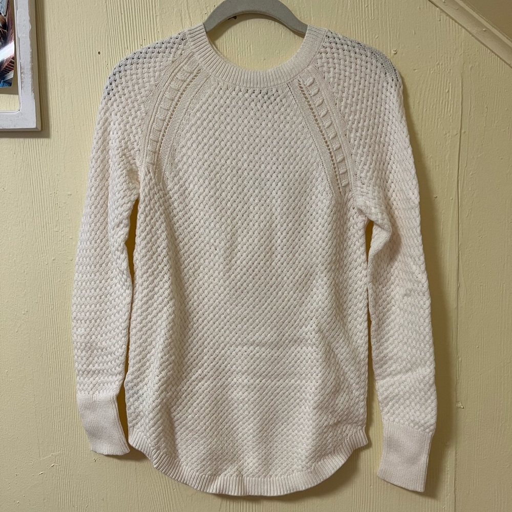 LOFT white cable knit sweater XS NWT